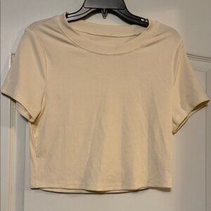 SHEIN Cream Ribbed Crop Top